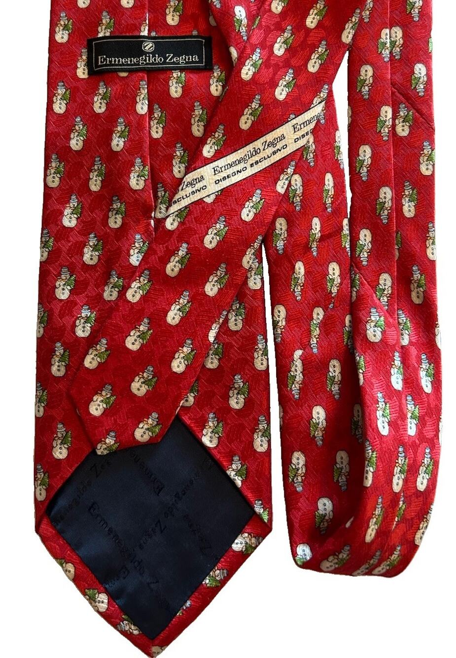 Ermenegildo Zegna‎ Christmas Red Snowman Silk Tie 3.5” Festive Designer Italian